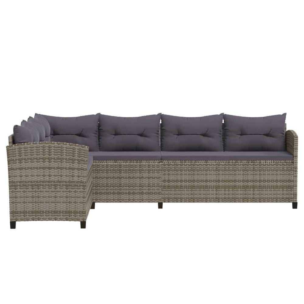 6-delige Loungeset met kussens poly rattan grijs MeubelReus