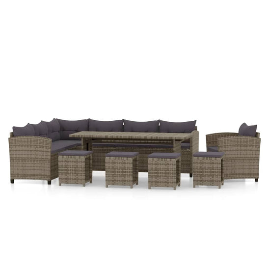 7-delige Loungeset met kussens poly rattan grijs MeubelReus