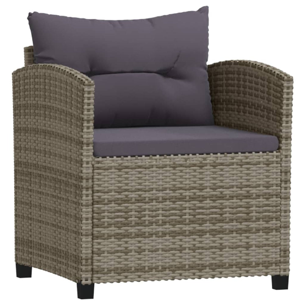 7-delige Loungeset met kussens poly rattan grijs MeubelReus