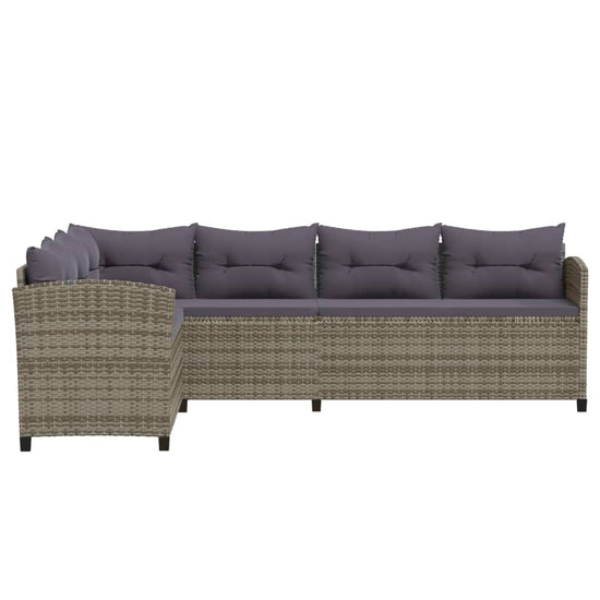 7-delige Loungeset met kussens poly rattan grijs MeubelReus