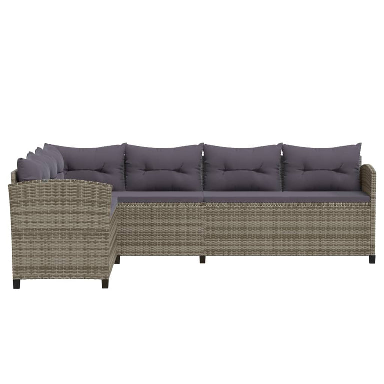 7-delige Loungeset met kussens poly rattan grijs MeubelReus