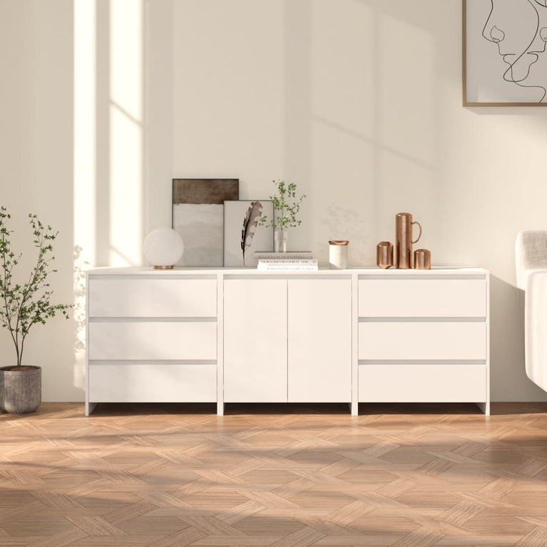 3 st Dressoirs bewerkt hout wit