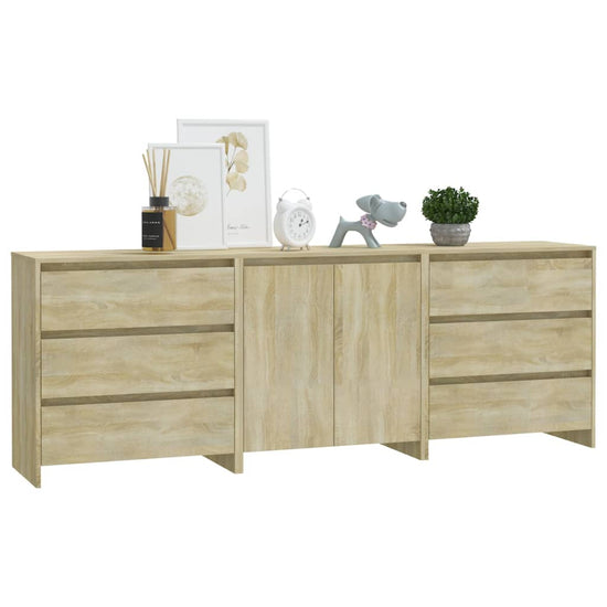 3 st Dressoirs bewerkt hout sonoma eikenkleurig MeubelReus