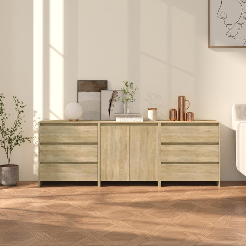 3 st Dressoirs bewerkt hout sonoma eikenkleurig MeubelReus