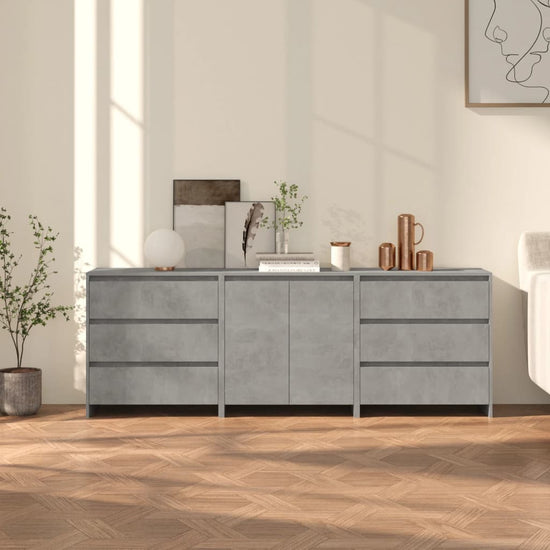 3 st Dressoirs bewerkt hout betongrijs MeubelReus