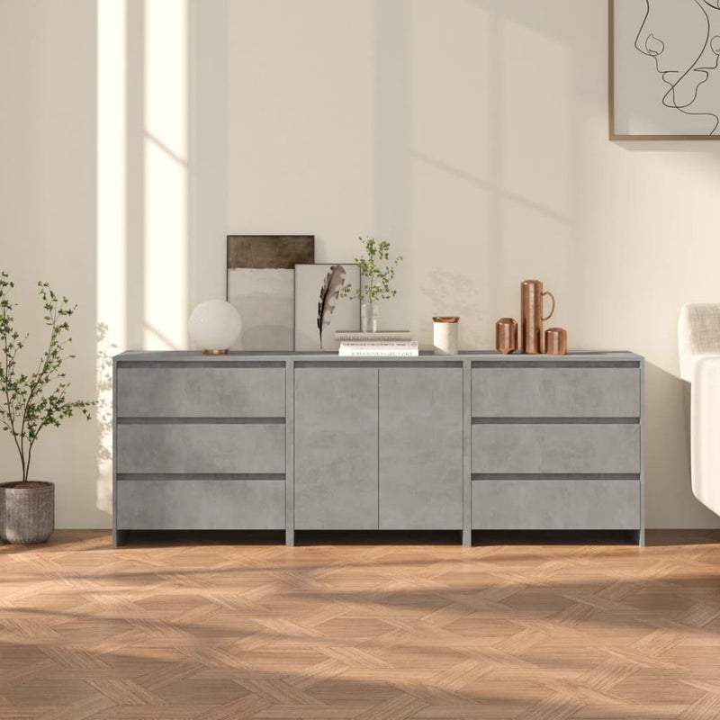 3 st Dressoirs bewerkt hout betongrijs MeubelReus