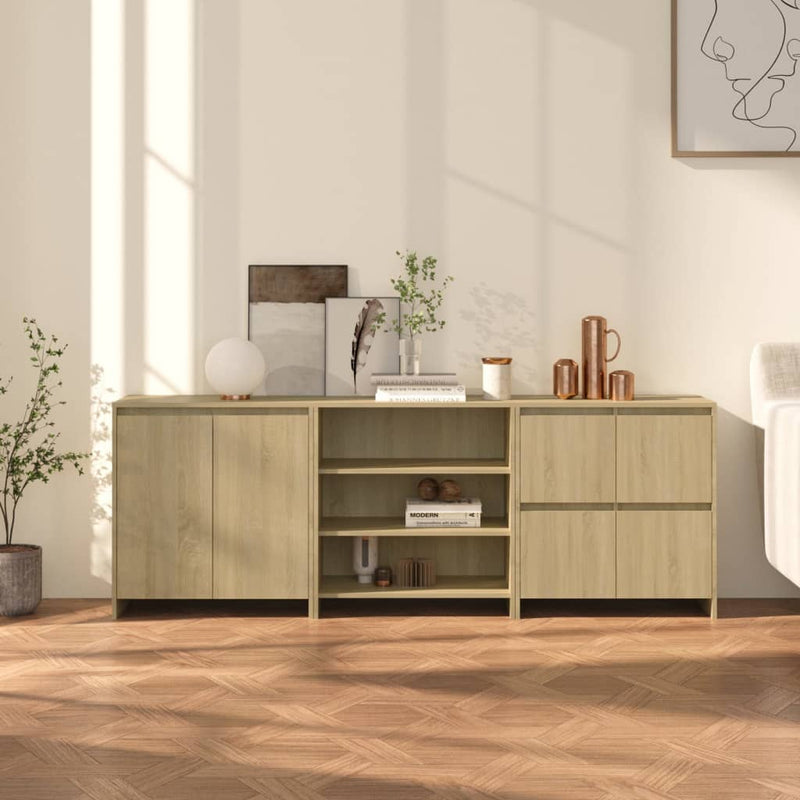 3 st Dressoirs bewerkt hout sonoma eikenkleurig