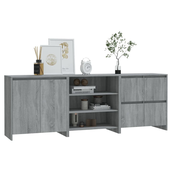 3 st Dressoirs bewerkt hout grijs sonoma eikenkleurig MeubelReus