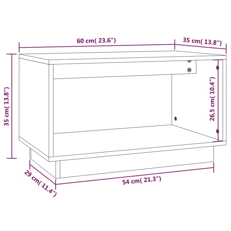 Tv-meubel 60x35x35 cm massief grenenhout wit MeubelReus