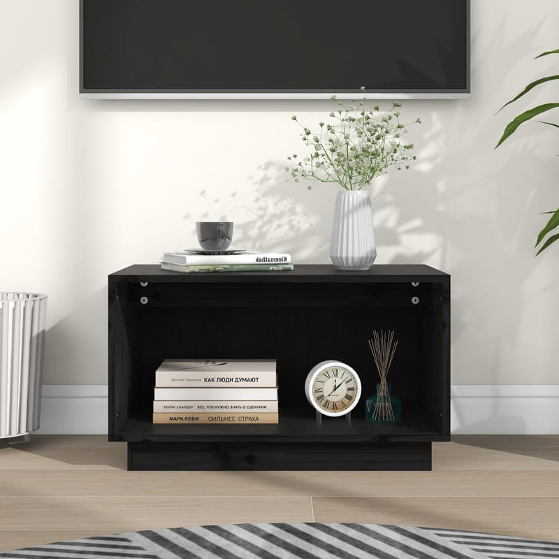 Tv-meubel 60x35x35 cm massief grenenhout zwart MeubelReus