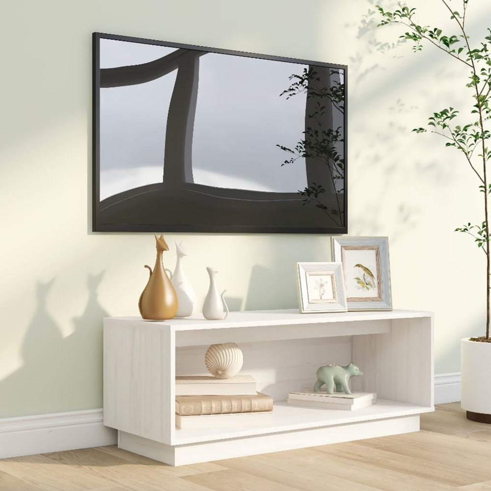 Tv-meubel 90x35x35 cm massief grenenhout wit MeubelReus