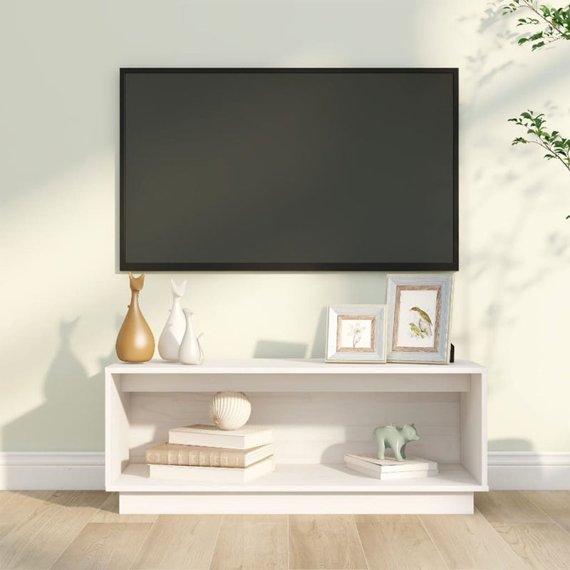 Tv-meubel 90x35x35 cm massief grenenhout wit MeubelReus