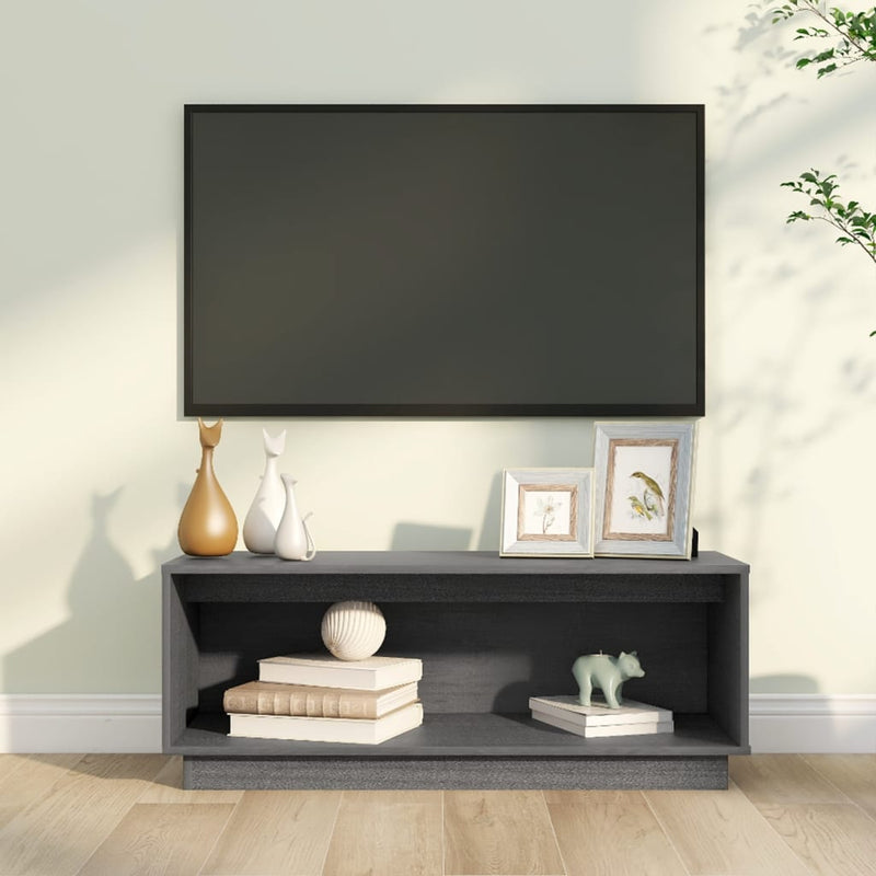Tv-meubel 90x35x35 cm massief grenenhout grijs MeubelReus