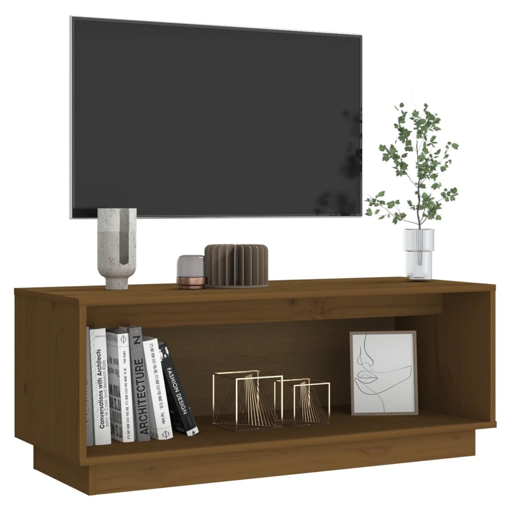 Tv-meubel 90x35x35 cm massief grenenhout honingbruin MeubelReus