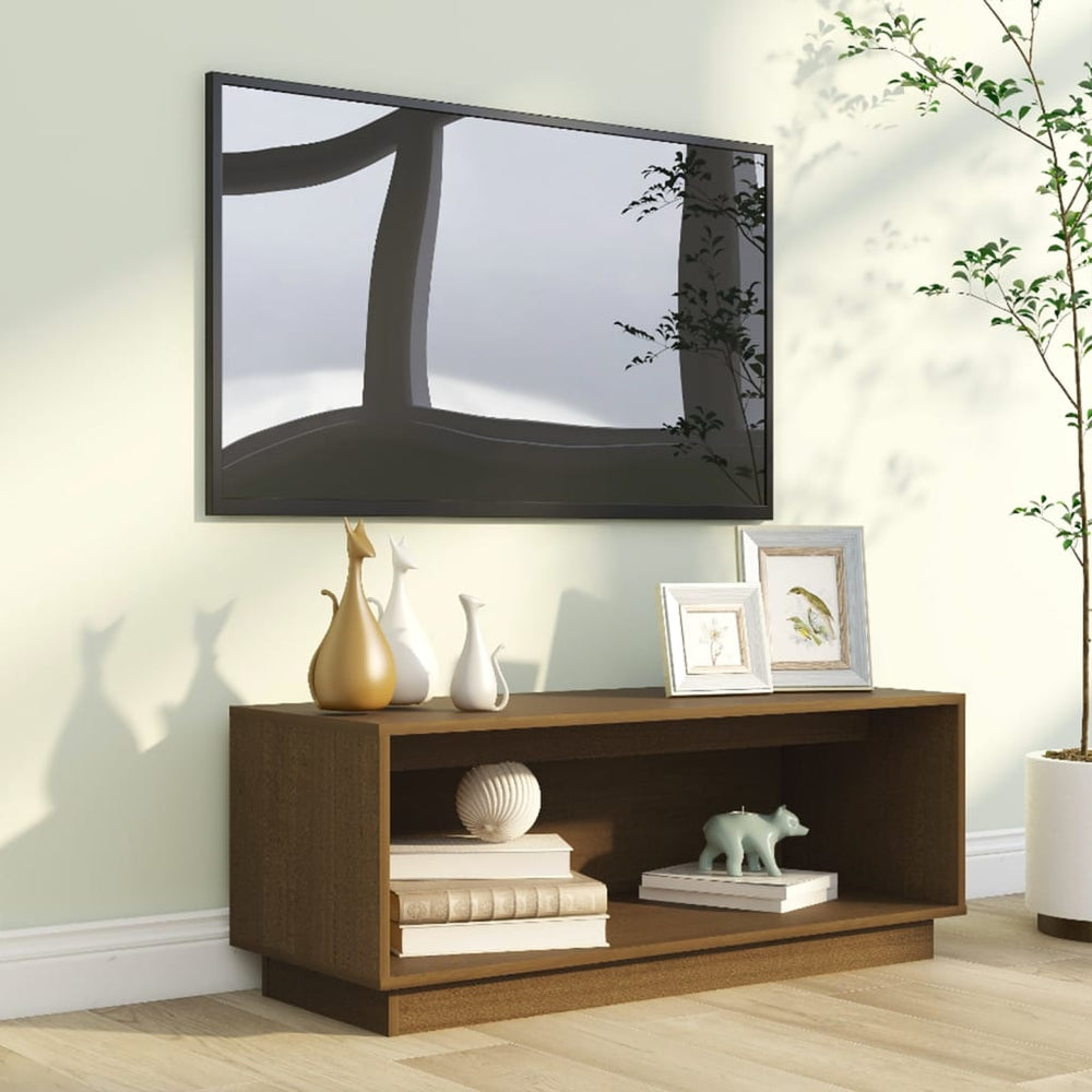 Tv-meubel 90x35x35 cm massief grenenhout honingbruin MeubelReus