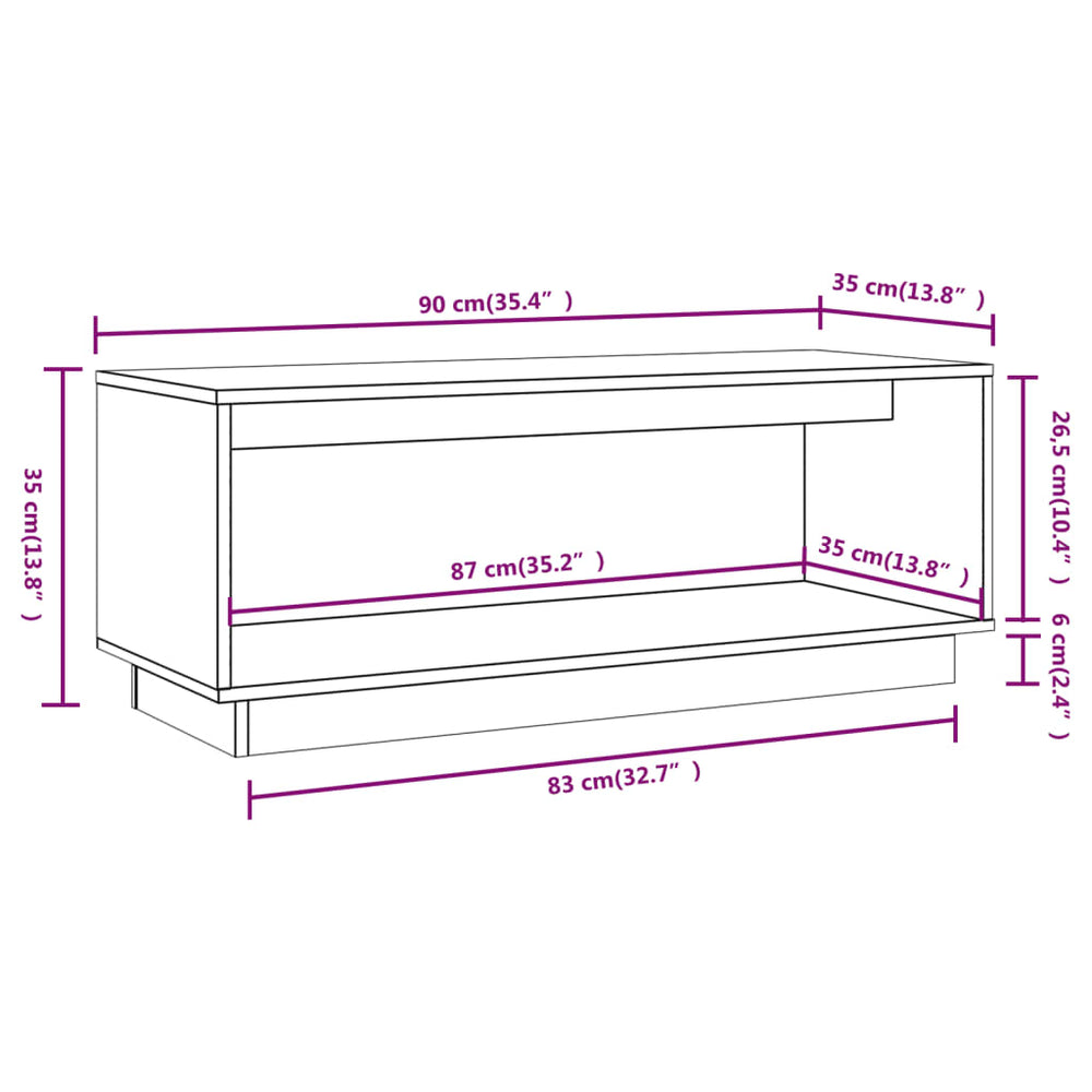 Tv-meubel 90x35x35 cm massief grenenhout honingbruin MeubelReus