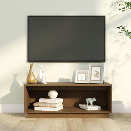 Tv-meubel 90x35x35 cm massief grenenhout honingbruin MeubelReus