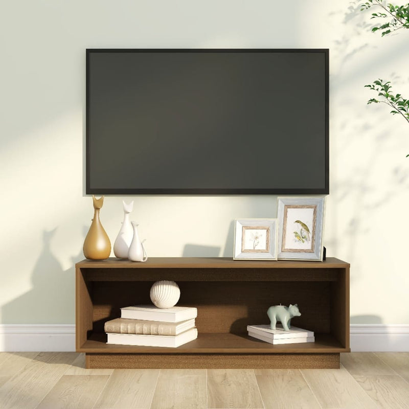 Tv-meubel 90x35x35 cm massief grenenhout honingbruin MeubelReus