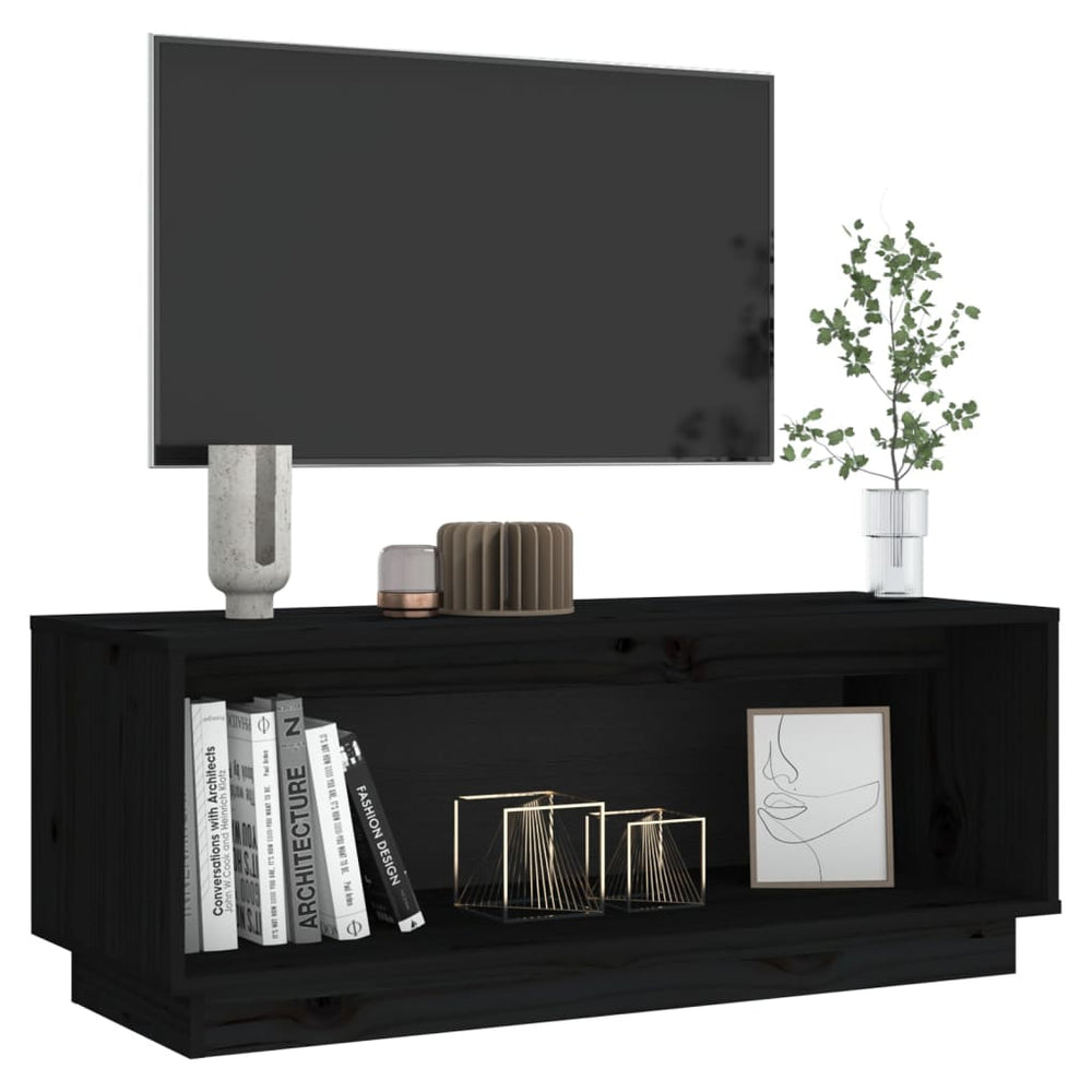 Tv-meubel 90x35x35 cm massief grenenhout zwart MeubelReus