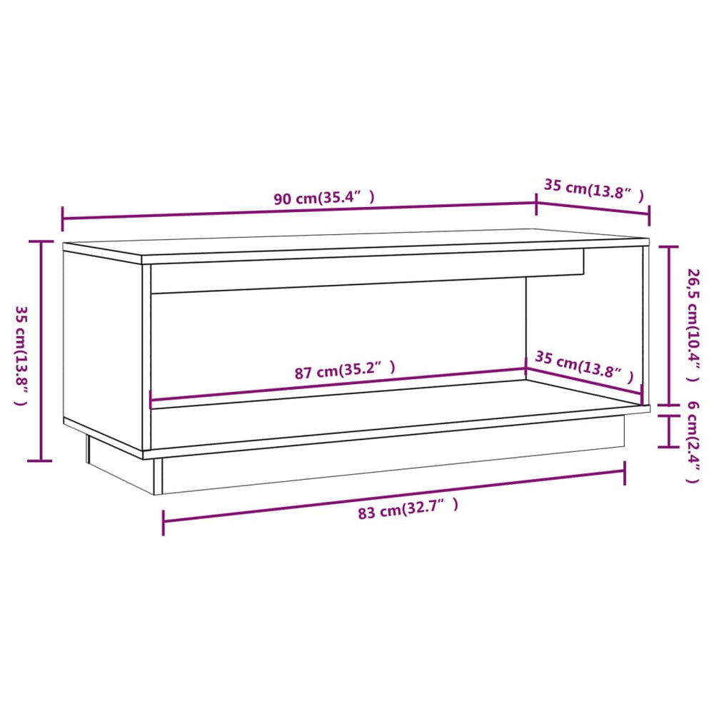 Tv-meubel 90x35x35 cm massief grenenhout zwart MeubelReus