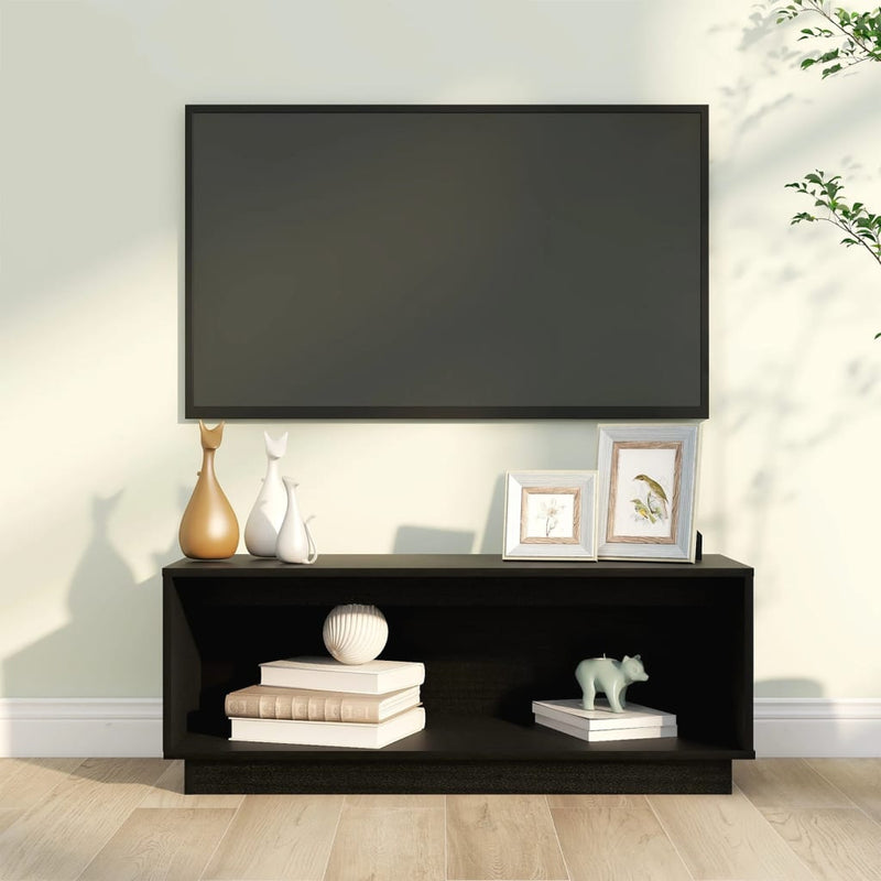 Tv-meubel 90x35x35 cm massief grenenhout zwart MeubelReus