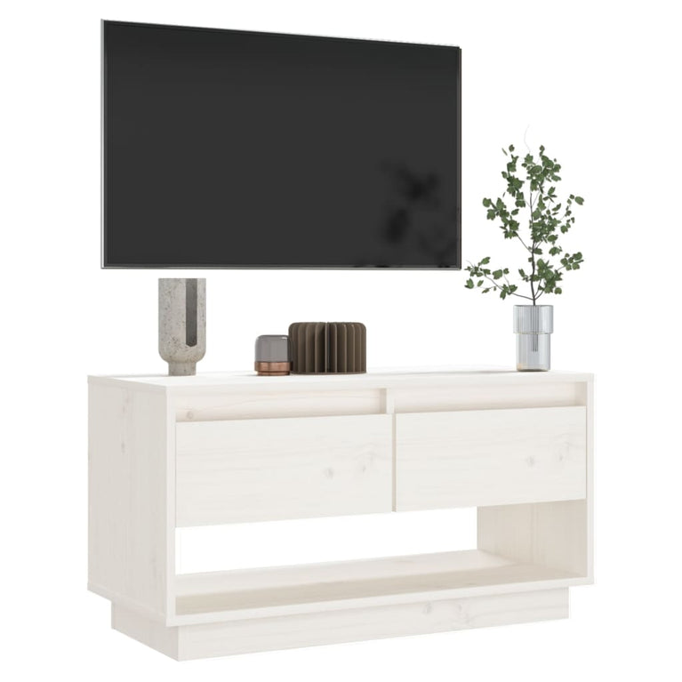 Tv-meubel 74x34x40 cm massief grenenhout wit MeubelReus