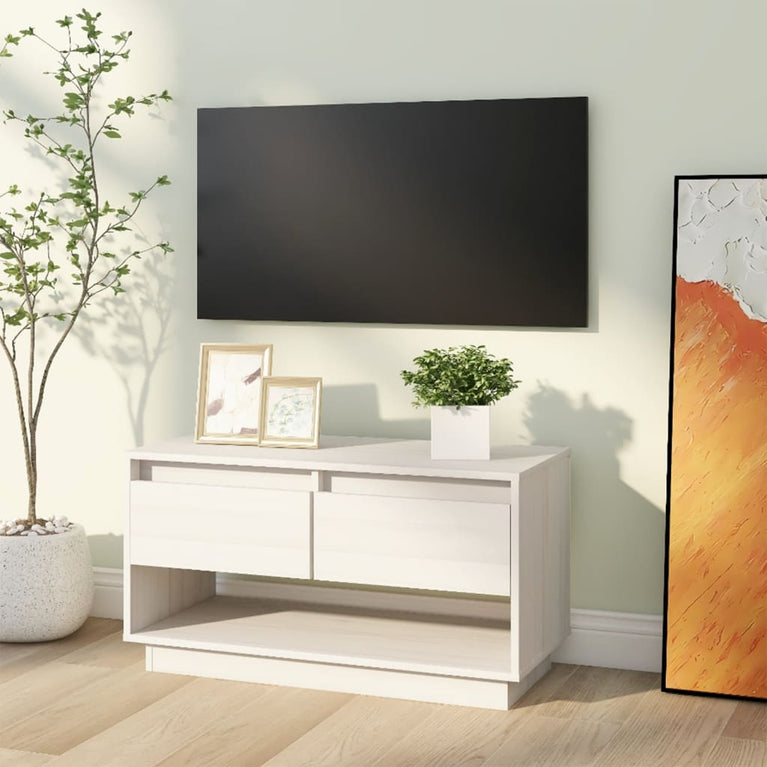 Tv-meubel 74x34x40 cm massief grenenhout wit MeubelReus