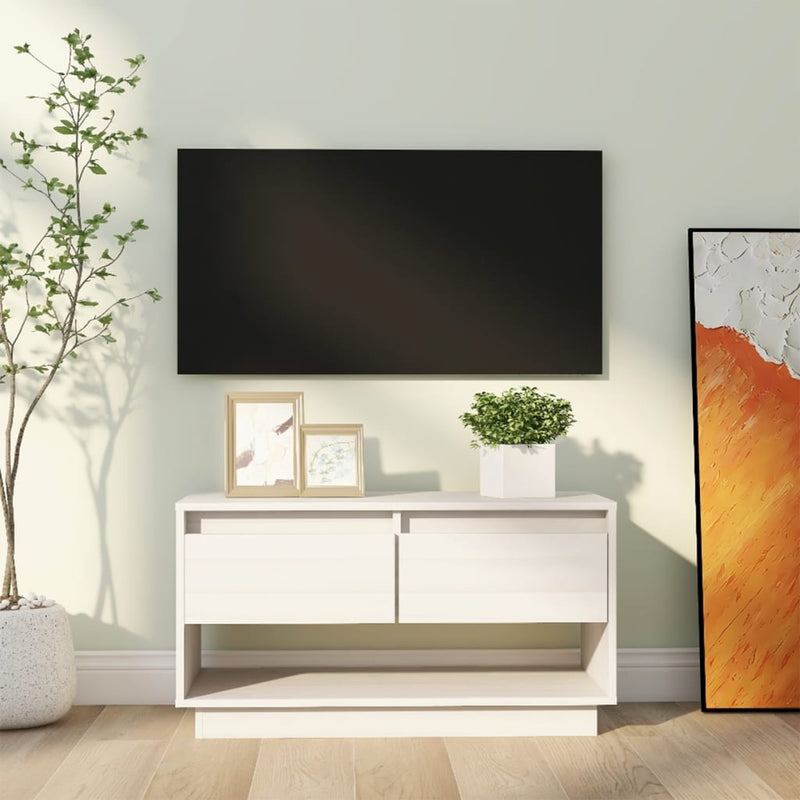 Tv-meubel 74x34x40 cm massief grenenhout wit MeubelReus