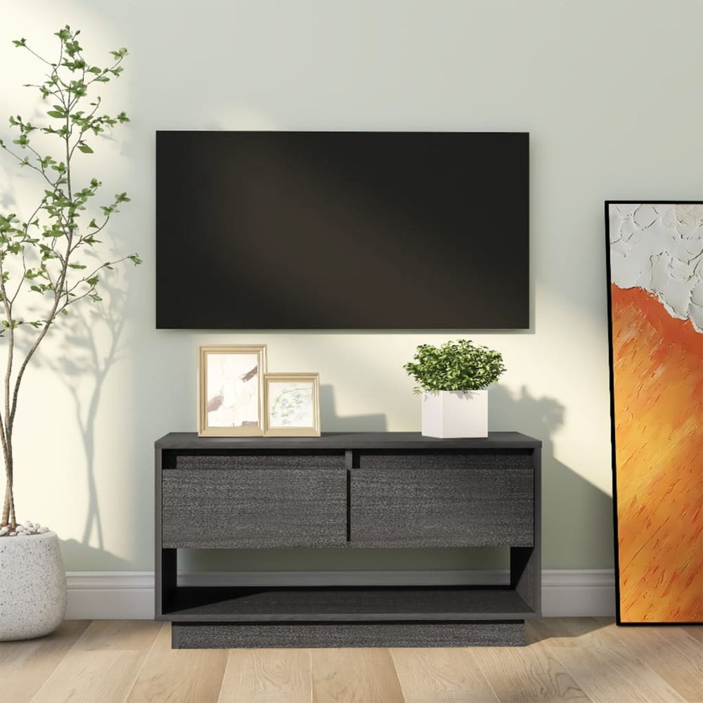 Tv-meubel 74x34x40 cm massief grenenhout grijs MeubelReus