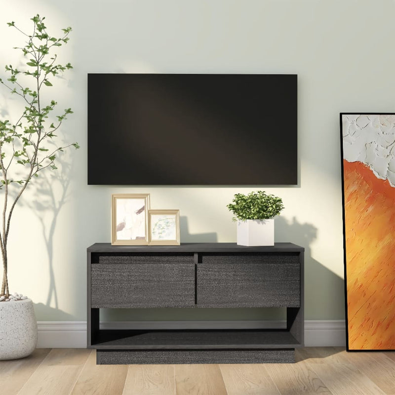 Tv-meubel 74x34x40 cm massief grenenhout grijs MeubelReus
