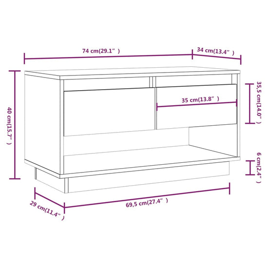 Tv-meubel 74x34x40 cm massief grenenhout honingbruin MeubelReus