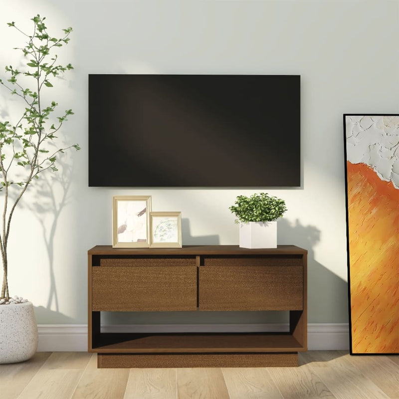 Tv-meubel 74x34x40 cm massief grenenhout honingbruin MeubelReus