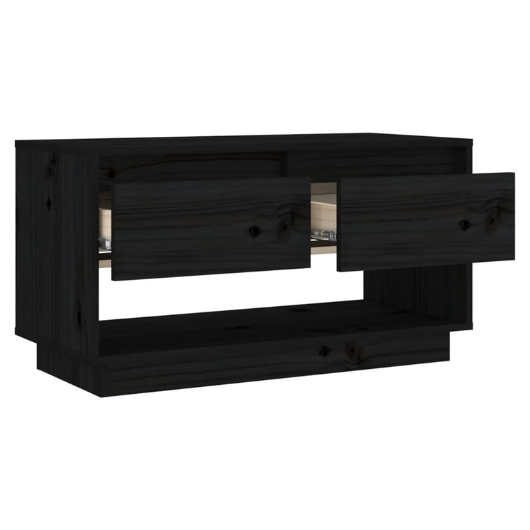 Tv-meubel 74x34x40 cm massief grenenhout zwart MeubelReus