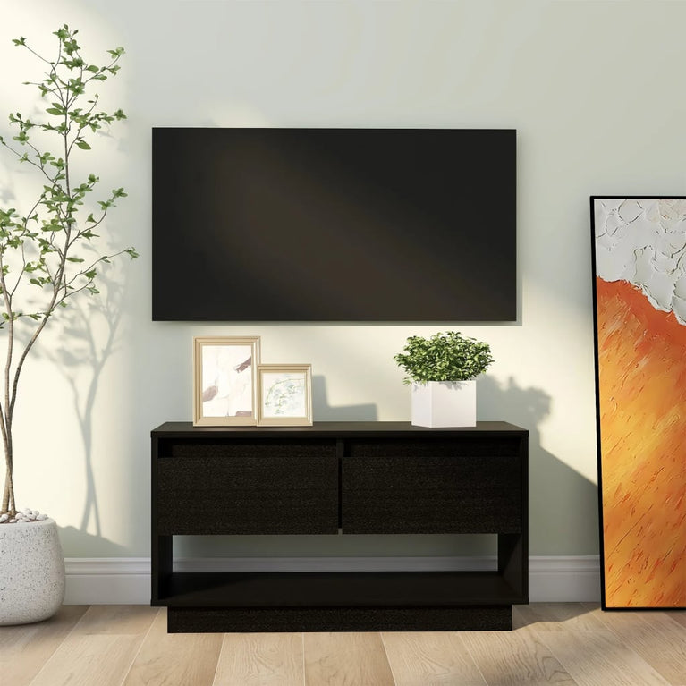 Tv-meubel 74x34x40 cm massief grenenhout zwart MeubelReus