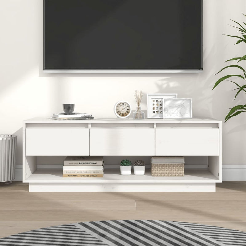 Tv-meubel 110,5x34x40 cm massief grenenhout wit MeubelReus