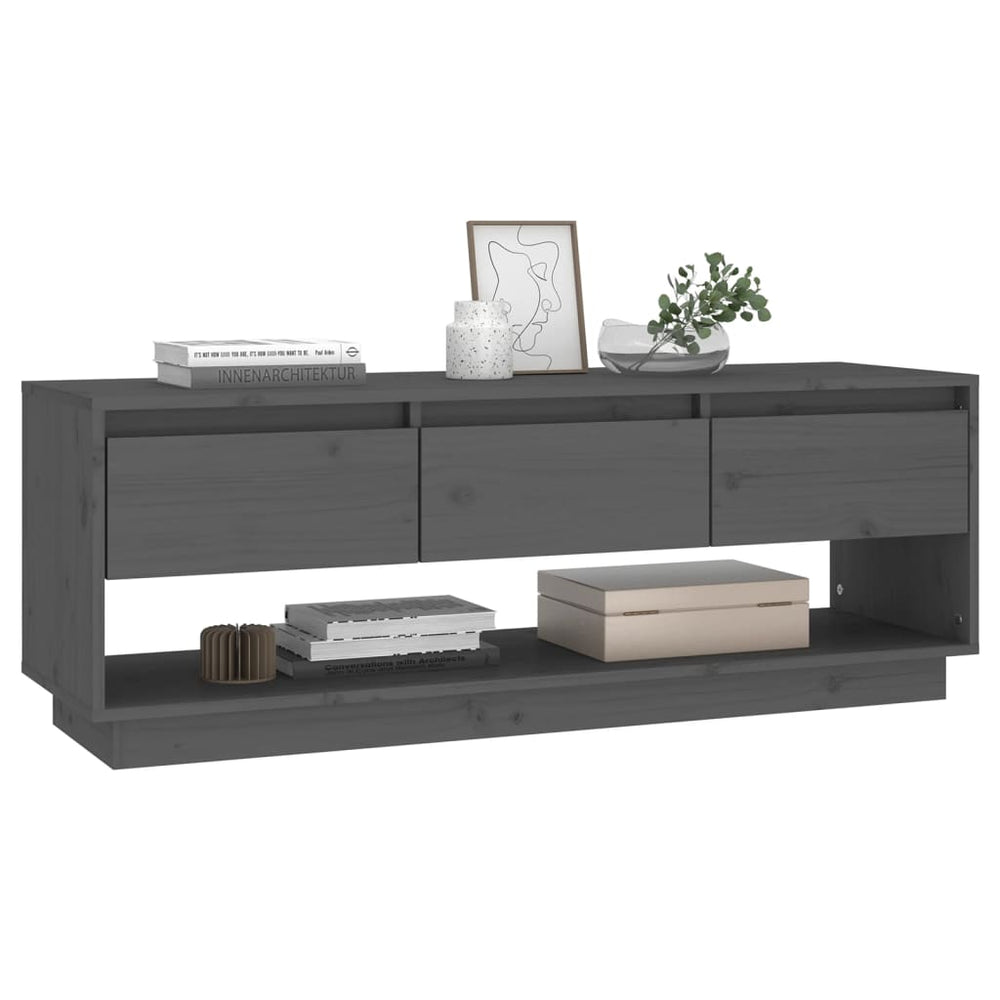 Tv-meubel 110,5x34x40 cm massief grenenhout grijs MeubelReus