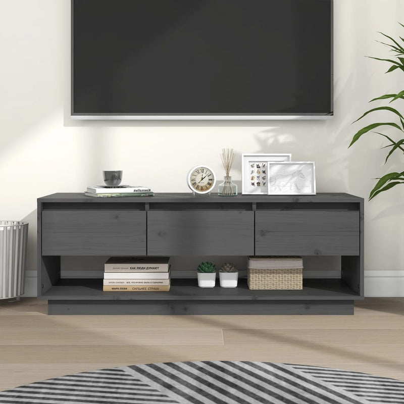 Tv-meubel 110,5x34x40 cm massief grenenhout grijs MeubelReus