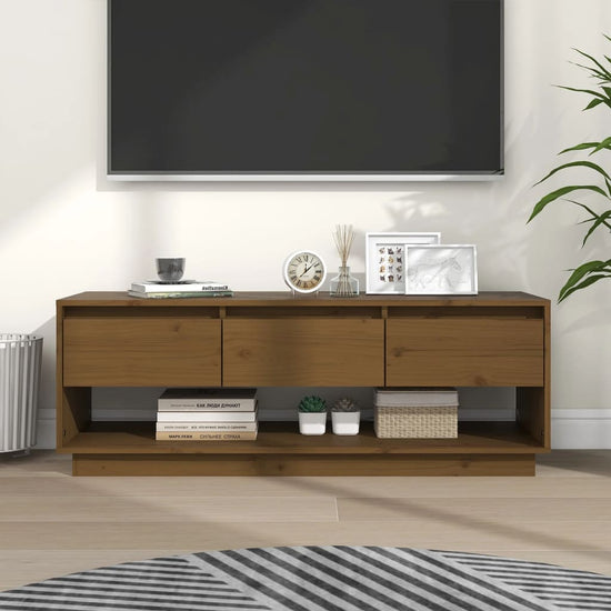Tv-meubel 110,5x34x40 cm massief grenenhout honingbruin MeubelReus