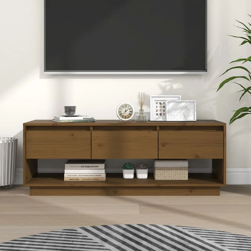 Tv-meubel 110,5x34x40 cm massief grenenhout honingbruin MeubelReus