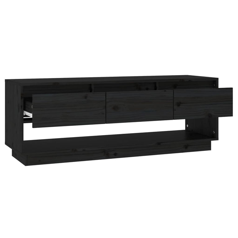 Tv-meubel 110,5x34x40 cm massief grenenhout zwart MeubelReus