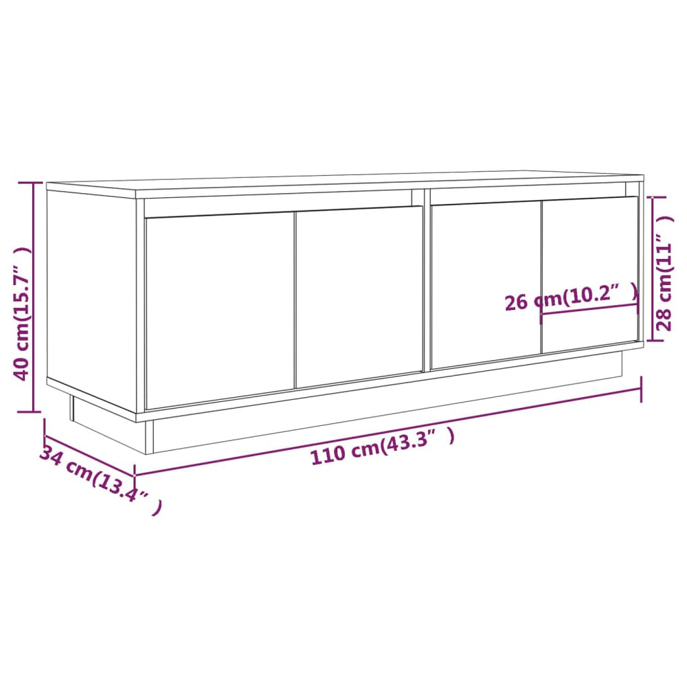 Tv-meubel 110x34x40 cm massief grenenhout MeubelReus