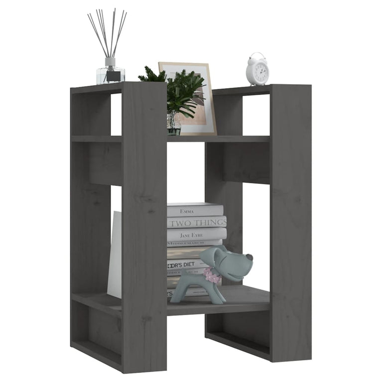 Boekenkast/kamerscherm 41x35x57 cm massief grenenhout grijs MeubelReus