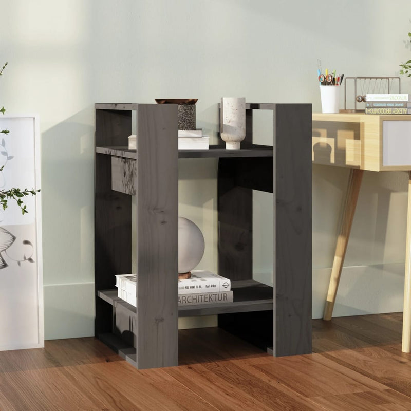 Boekenkast/kamerscherm 41x35x57 cm massief grenenhout grijs MeubelReus