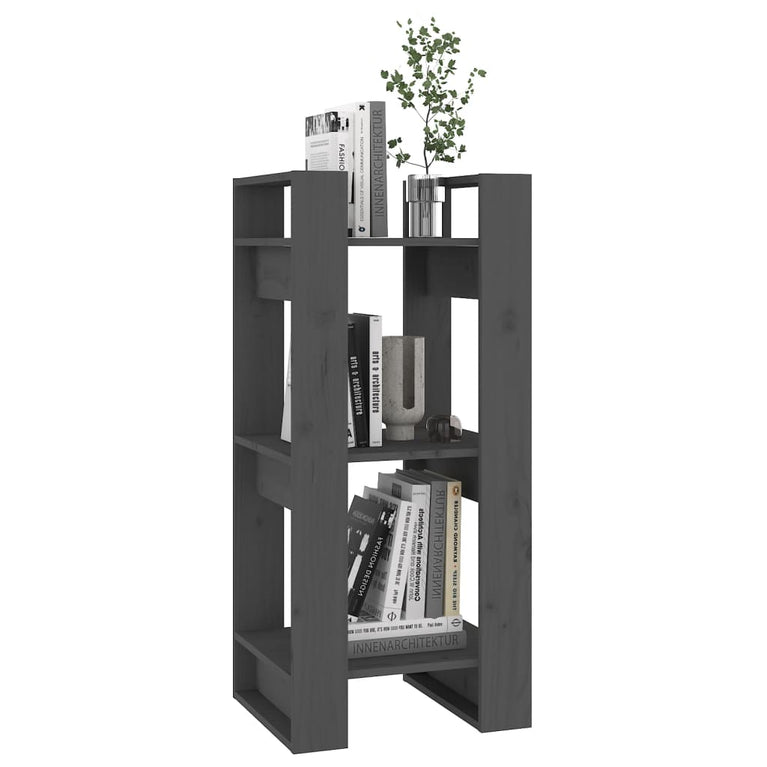 Boekenkast/kamerscherm 41x35x91 cm massief grenenhout grijs MeubelReus