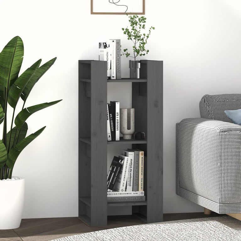 Boekenkast/kamerscherm 41x35x91 cm massief grenenhout grijs MeubelReus