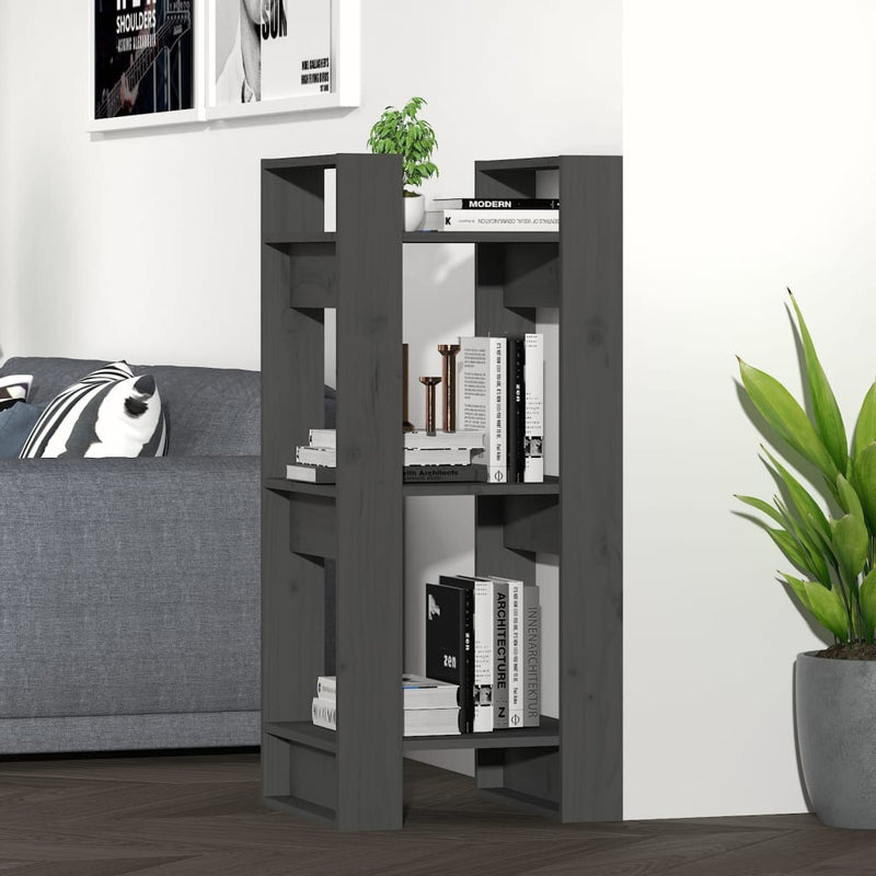 Boekenkast/kamerscherm 41x35x91 cm massief grenenhout grijs MeubelReus