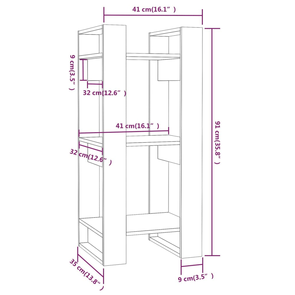 Boekenkast/kamerscherm 41x35x91 cm massief hout honingbruin MeubelReus