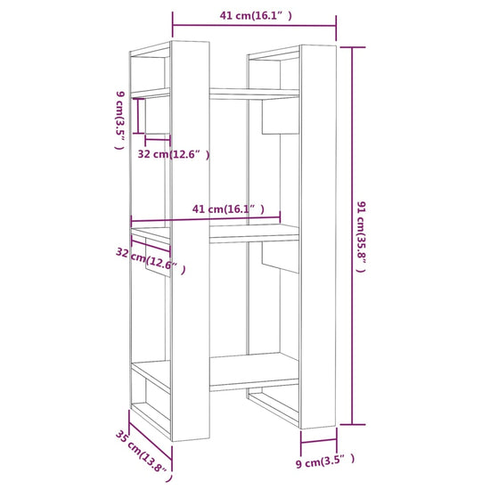 Boekenkast/kamerscherm 41x35x91 cm massief hout honingbruin MeubelReus