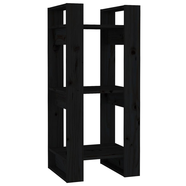 Boekenkast/kamerscherm 41x35x91 cm massief grenenhout zwart MeubelReus