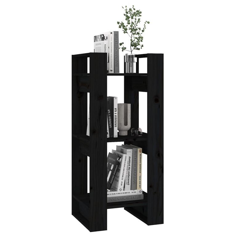Boekenkast/kamerscherm 41x35x91 cm massief grenenhout zwart MeubelReus